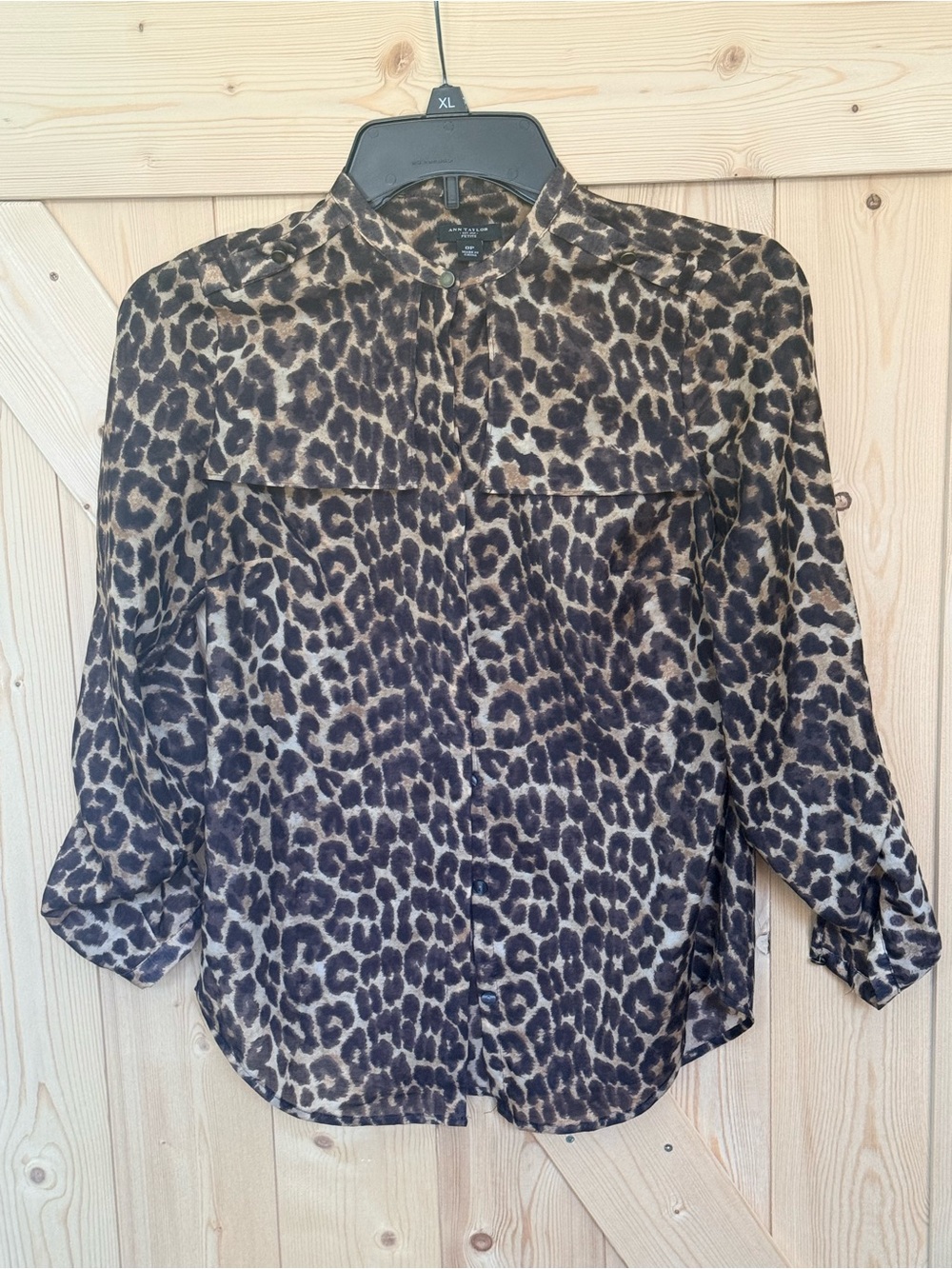 Ann Taylor Leopard Print Blouse - Black & Tan